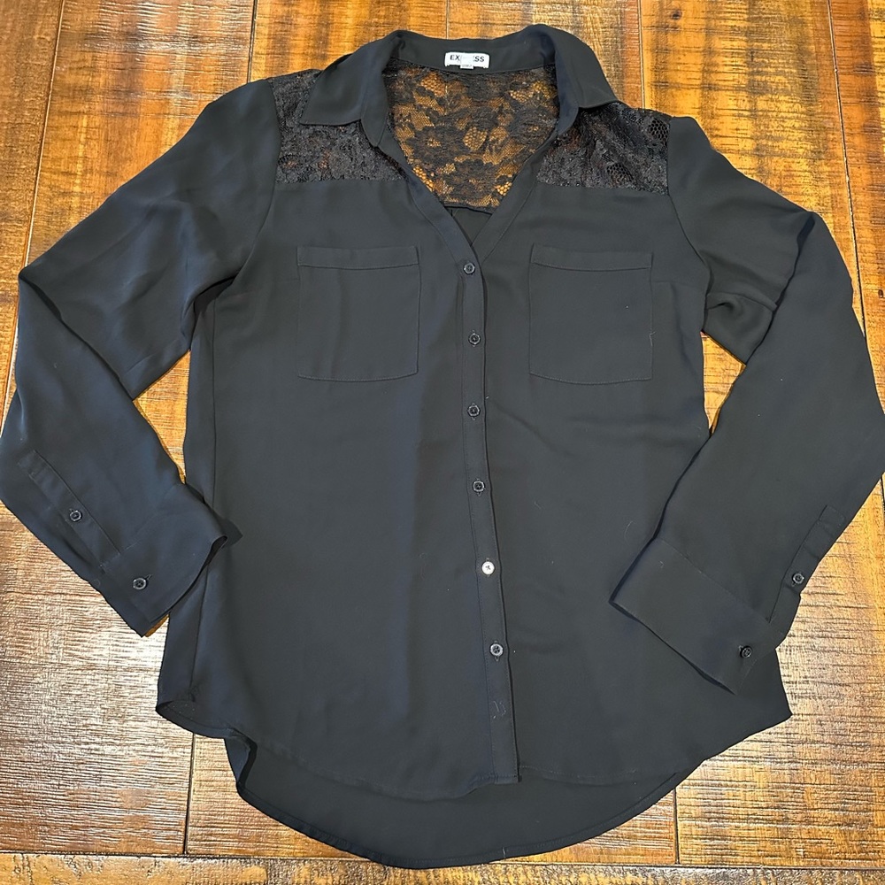 Lace button down shirt